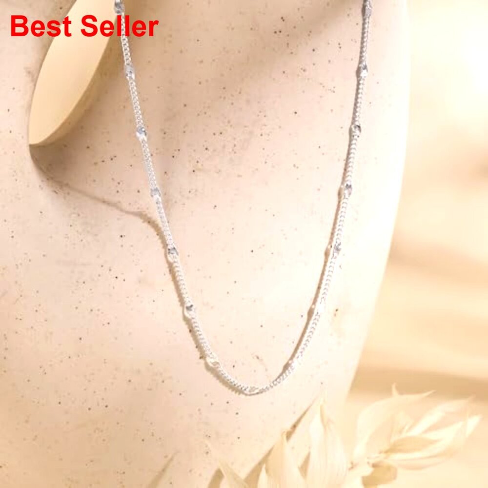 925 Sterling Silver Cuban Link Chain Necklace, Dainty Layering Jewelry - Picture 4 of 7